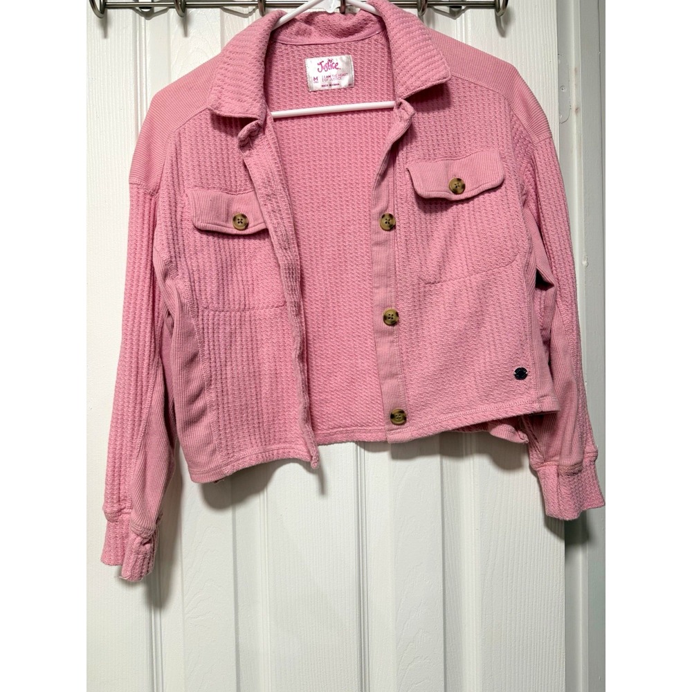 Justice Skye Pink Button-Front Collared Jacket w/ Pockets Long Sleeve M